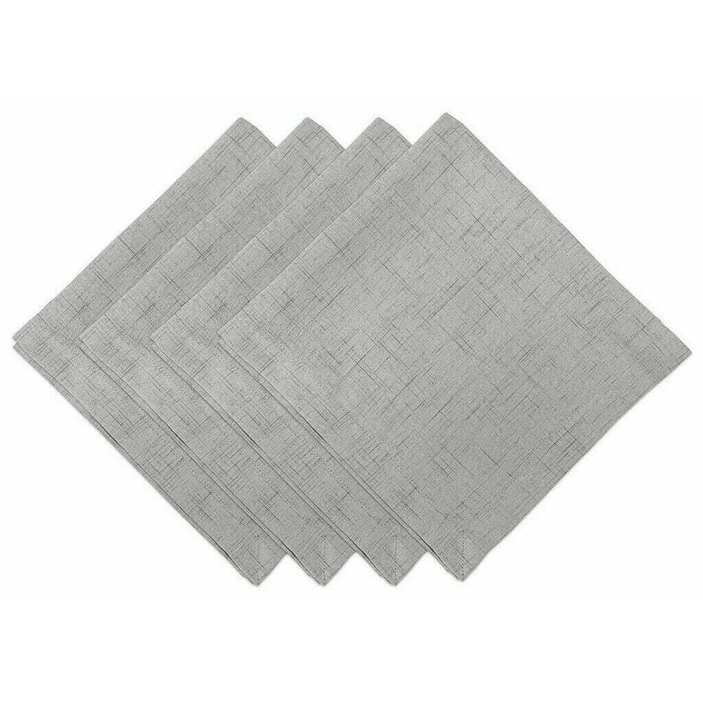 Bardwil Brussels Fabric Napkins Set of 4 Gray Machine Wash 19x19 Easy Care